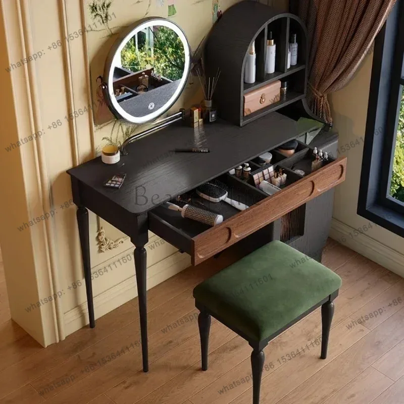 Beauty Makeup Vanity Set - Organisateur LJY, Coiffeuse Noire avec Tiroir